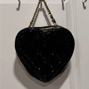 Black Heart-Shaped Quilted Bag
